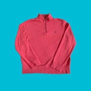 Polo by Ralph Lauren Sweater Quarter Zip Salmon Men Size Large